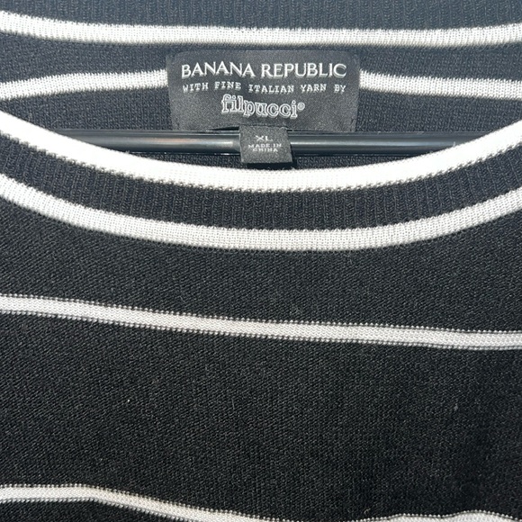 Banana Republic with Italian Yarn by Flipucci Black/White Stripe Sweater XL - Picture 2 of 4